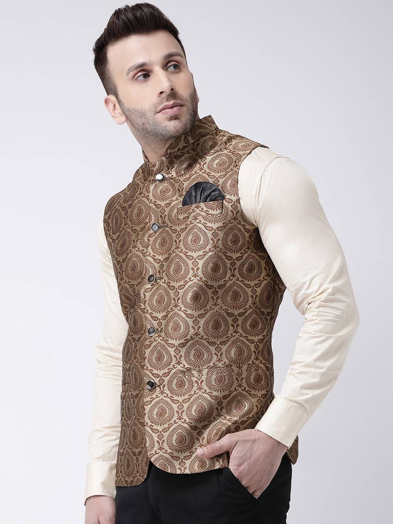 Polyester Jacquard Jacquard Ethnic Jacket For Men
